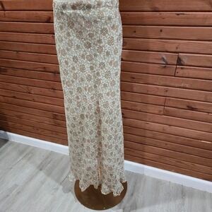 Y2K Womens Size Large Dainty Floral Flutter Hem Maxi Skirt Cottage Fairy